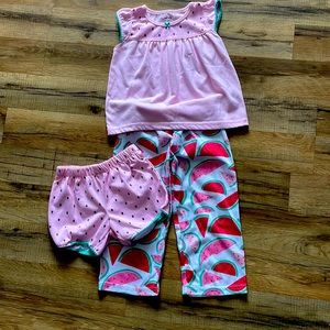 Carters 3 piece watermelon PJ set. Girls 3T.